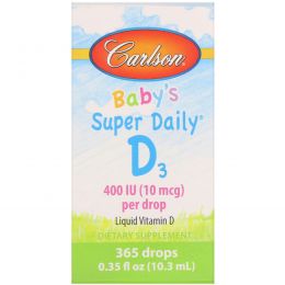 Carlson Labs, Витамин D3 для детей Super Daily , 400 МЕ, 0,35 жидкой унции (10,3 мл)