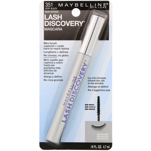 Maybelline, Тушь для ресниц Lash Discovery, угольно-черная, 4,7 мл