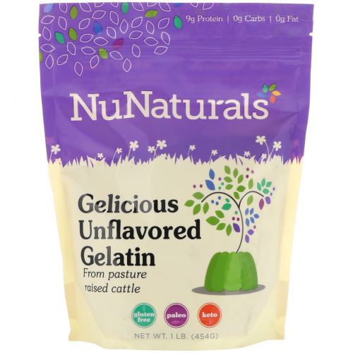 NuNaturals, Gelicious Unflavored Gelatin, 1lb (454 g)