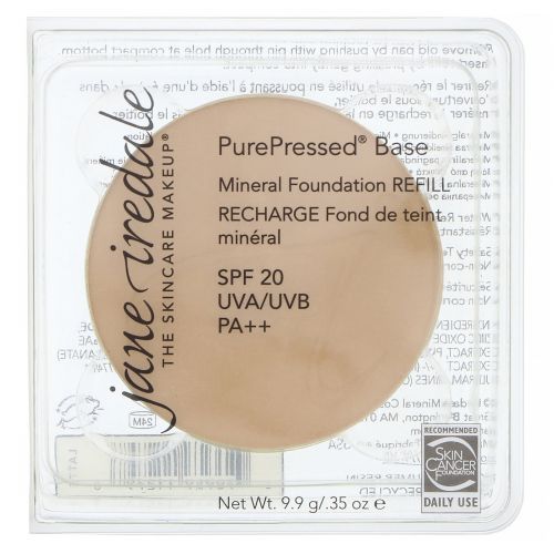 Jane Iredale, PurePressed Base, Mineral Foundation Refill, SPF 20 PA++, Latte, 0.35 oz (9.9 g)