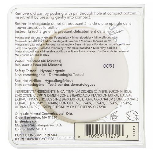 Jane Iredale, PurePressed Base, Mineral Foundation Refill, SPF 20 PA++, Latte, 0.35 oz (9.9 g)