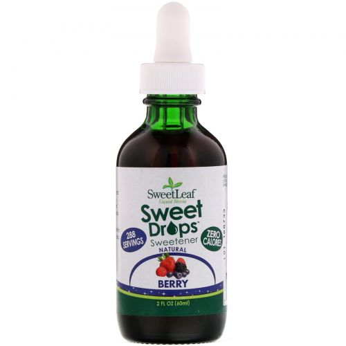 Wisdom Natural, SweetLeaf, Жидкая стевия, ягодный вкус, 2 жидких унции (60 мл)