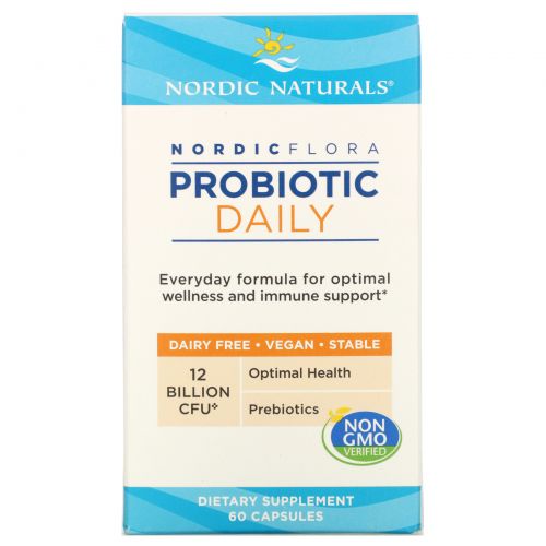 Nordic Naturals, Nordic Flora Probiotic Daily, пробиотики для ежедневного применения, 60 капсул