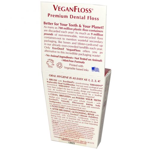 Eco-Dent, Зубная нить VeganFloss, корица, 100 ярдов (91,44 м)