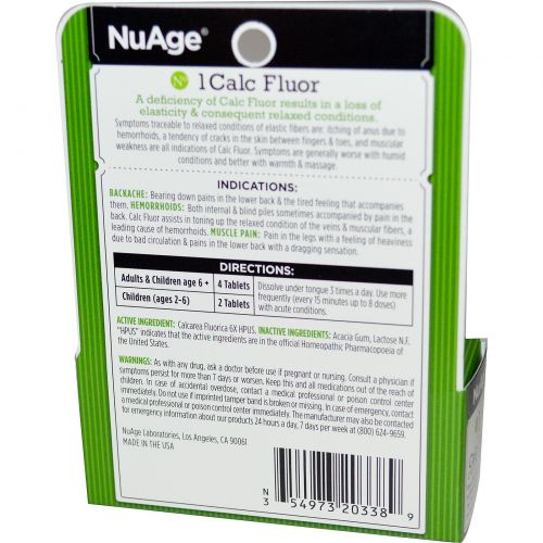 Hyland's, NuAge, № 1 Calc Fluor (фторид кальция), 125 таблеток