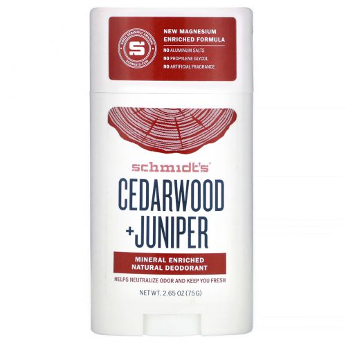 Schmidt's Naturals, Natural Deodorant, Cedarwood+Juniper, 2.65 oz (75 g)