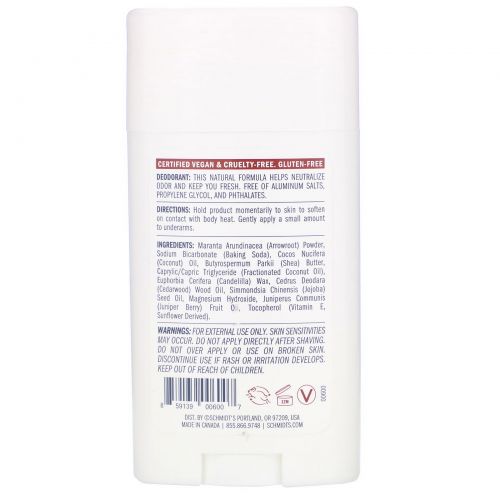 Schmidt's Naturals, Natural Deodorant, Cedarwood+Juniper, 2.65 oz (75 g)