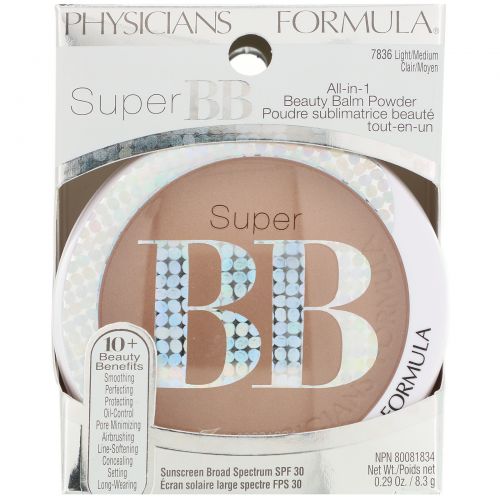 Physician's Formula, Inc., Super BB, пудра «все в одном», светлый/средний тон, 0,29 унции (8,3 г)