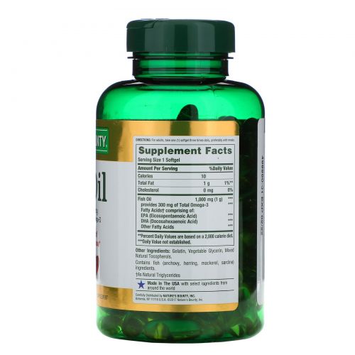 Nature's Bounty, Fish Oil, 1,000 mg, 145 Rapid Release Softgels