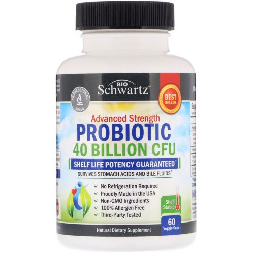 BioSchwartz, Advanced Strength Probiotic, 40 Billion CFU, 60 Capsules