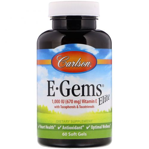 Carlson Labs, E-Gems Elite, 1,000 IU, 60 Soft Gels