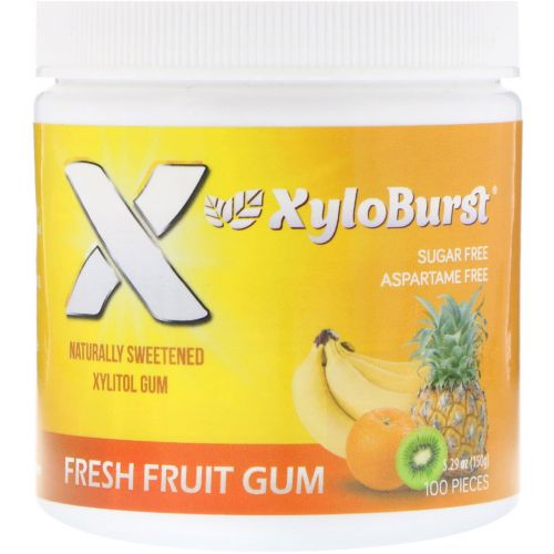 Xyloburst, Жевательная резинка с ксилитолом, фруктовый вкус, 5,29 унции (150 г), 100 штук.