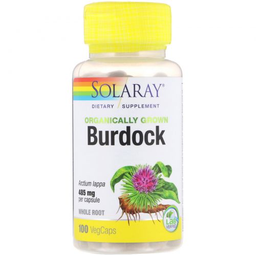 Solaray, Organically Grown Burdock, 485 mg, 100 VegCaps