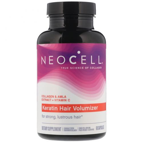 Neocell, Кератин для увеличения объема волос, 60 капсул