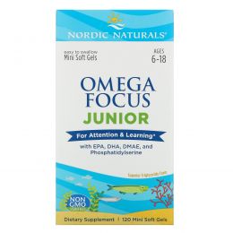 Nordic Naturals, Omega Focus Junior, 120 маленьких мягких капсул