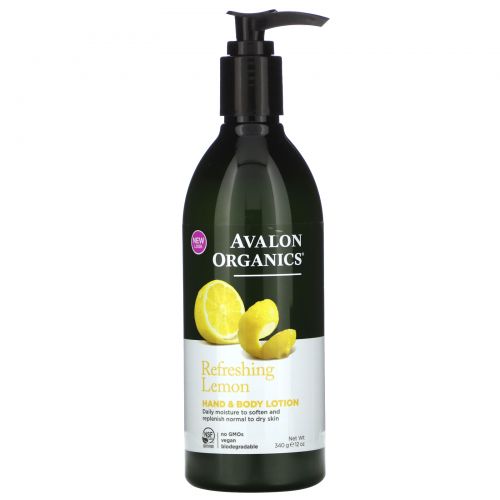 Avalon Organics, Лосьон для рук и тела, Лимон, 12 oz (340 мл)