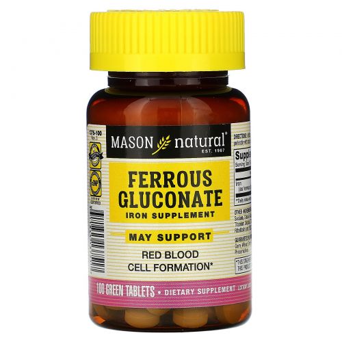 Mason Naturals, Глюконат железа, 100 таблеток
