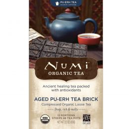 Numi Tea, Органический чай пуэр, высокое содержание кофеина, плитка зрелого чая пуэр, 2,2 унции (63 г)