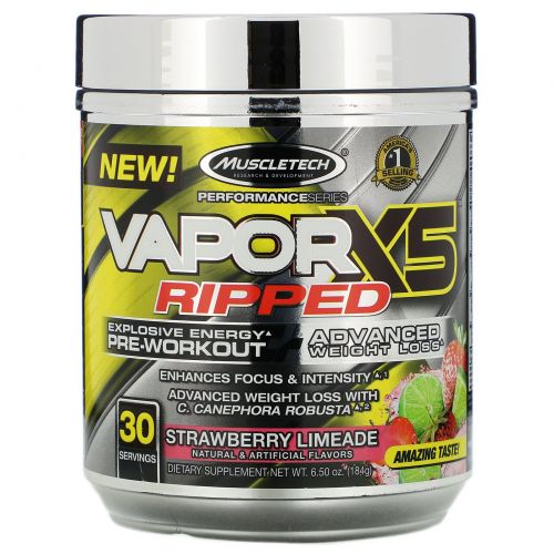 Muscletech, Performance Series, VaporX5 Ripped, Strawberry Limeade, 6.50 oz (184 g)