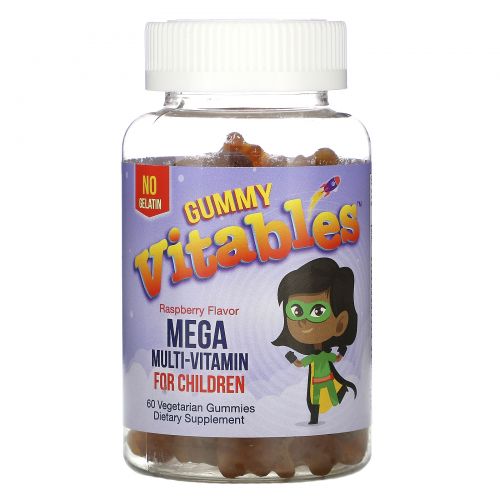 Vitables, Gummy Mega Multivitamin for Children, No Gelatin, Raspberry Flavor, 60 Vegetarian Gummies
