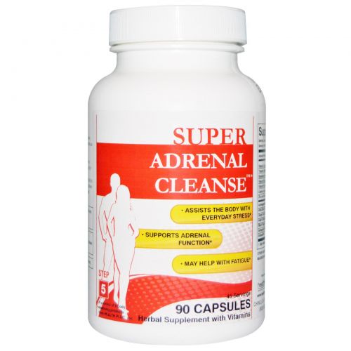 Health Plus Inc., Super Adrenal Cleanse, шаг 5, 90 капсул