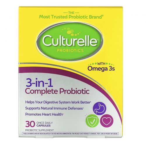 Culturelle, Pro-Well, пробиотик 3-в-1, плюс Омега-3, 30 капсул, по одной в день