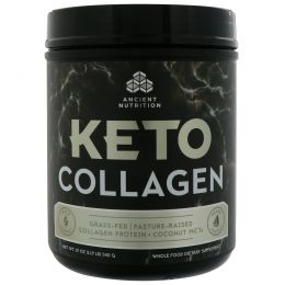 Dr. Axe / Ancient Nutrition, Keto Collagen, на подножном корму, выросшие на пастбище, коллагеновый белок + кокосовые среднецепочечные триглицериды, 19 унц. (540 г)