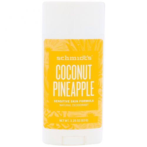 Schmidt's Natural Deodorant, Sensitive Skin Formula, Coconut Pineapple, 3.25 oz (92 g)