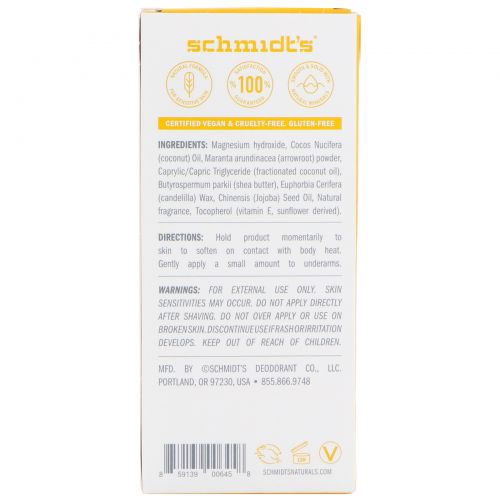 Schmidt's Natural Deodorant, Sensitive Skin Formula, Coconut Pineapple, 3.25 oz (92 g)