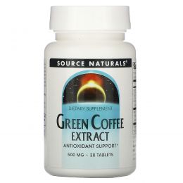 Source Naturals, Экстракт зелёного кофе, 500 мг, 30 таблеток