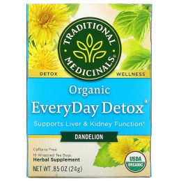 Traditional Medicinals, Organic EveryDay Detox Tea, Dandelion, 16 Wrapped Tea Bags, .05 oz (1.5 g)