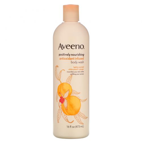 Aveeno, Питательный гель для душа, обогащенный антиоксидантами, белый персик + имбирь, 16 жидких унций (473 мл)