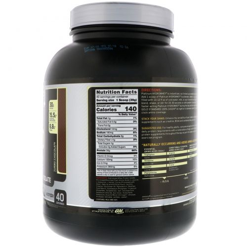 Optimum Nutrition, Спортивное питание Platinum Hydrowhey со вкусом шоколада, 1.590 г