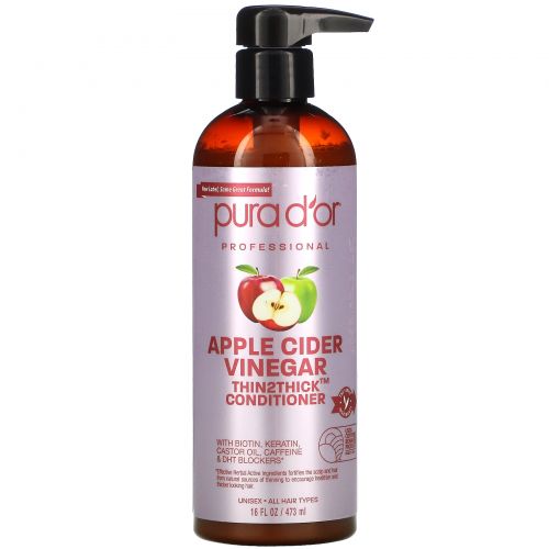 Pura D'or, Professional, Apple Cider Vinegar, Thin2Thick, Conditioner, 16 fl oz (473 ml)