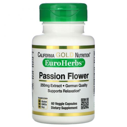California Gold Nutrition, EuroHerbs, Passion Flower, 250 mg , 60 Veggie Capsules