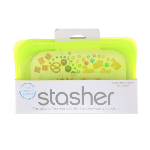 Stasher, Reusable Silicone Food Bag, Snack Size Small, Lime, 9.9 fl oz (293.5 ml)