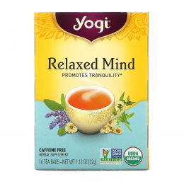 Yogi Tea, Relaxed Mind, Без кофеина, 16 чайных пакетиков, 1.12 унций (32 г)