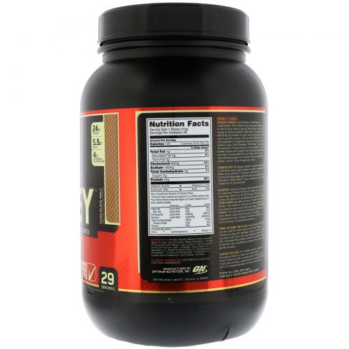 Optimum Nutrition, Gold Standard, 100% сыворотка, шоколадный солод, 2 фунта (907 г)