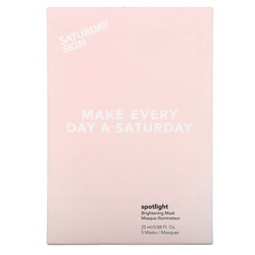 Saturday Skin, Spotlight, Brightening Mask, 5 Sheets, 0.84 fl oz (25 ml) Each