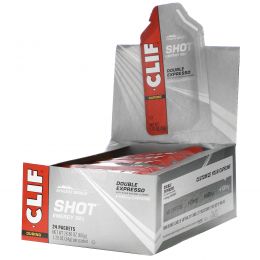 Clif Bar, Энергетический гель Shot Turbo, двойной экспрессо + кофеин, 24 пакетика, по 1,2 унции (34 г) каждый