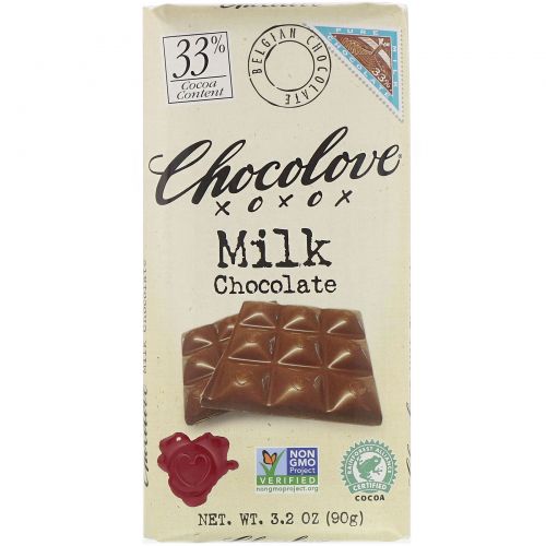 Chocolove, Молочный шоколад, 3.2 унций (90 г)