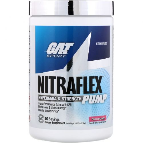 GAT, Добавка для набора мышечной массы Nitraflex Pump, розовый лимонад, 290 г