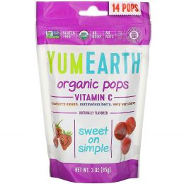 YumEarth, Органические леденцы с витамином C, 14 леденцов на палочке, 3 унции (85 г) каждый