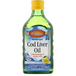 Carlson Labs, Wild Norwegian Cod Liver Oil, Natural Lemon Flavor, 8.4 fl oz (250 ml)