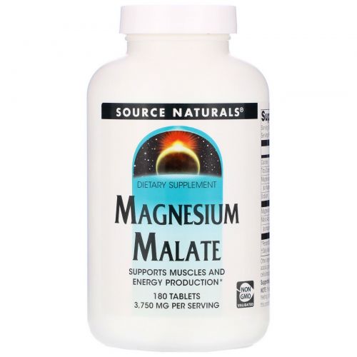 Source Naturals, Яблочнокислый магний, 180 таблеток