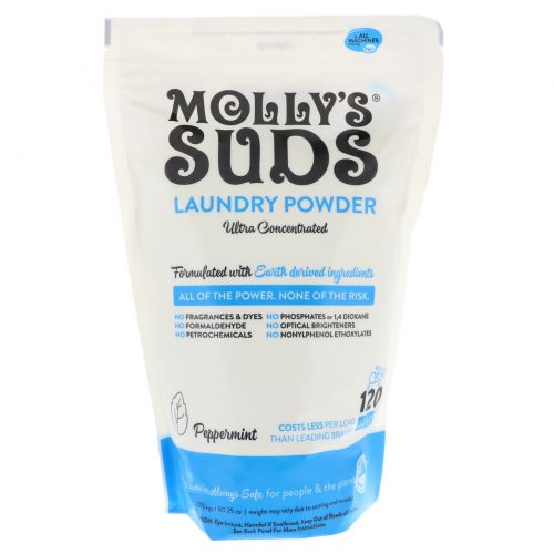 Molly's Suds, Стиральный Порошок, 120 Упаковок, 70,4 унций (1,99 кг)