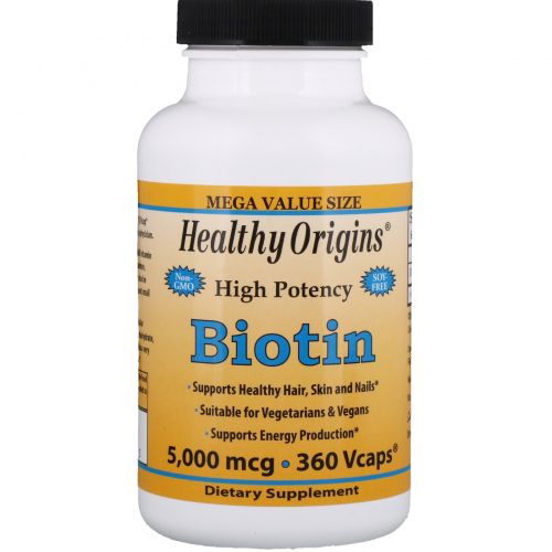 Healthy Origins, Biotin, High Potency, 5000 mcg, 360 Vcaps