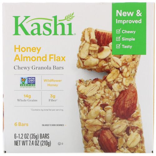 Kashi, Батончики Chewy Granola Bars, Honey Almond Flax, 6 батончиков, 35 г каждый