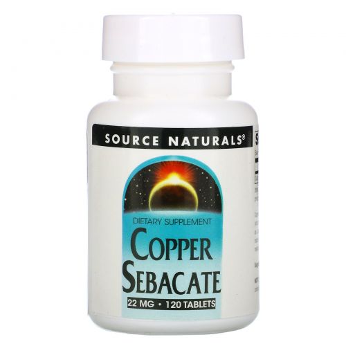 Source Naturals, Медный себацинат, 22 мг, 120 таблеток