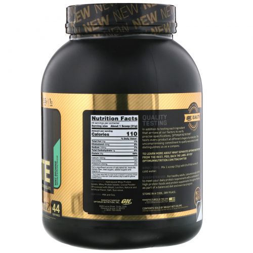 Optimum Nutrition, Gold Standard, изолят сывороточного белка 100% Isolate, мятный брауни, 1,36 кг